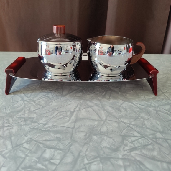 Vintage cream & sugar set with serving tray | made by Canada's GloHill | MCM - Picture 13 of 14
